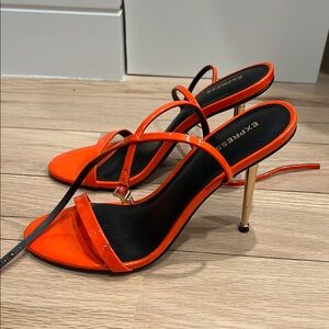 Express Orange Heels with Gold Accents